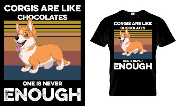 Corgi T Shirt Design for Print Templates and Graphics