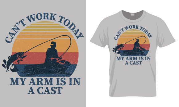 Fishing T Shirt Design Can t Work Today Graphics