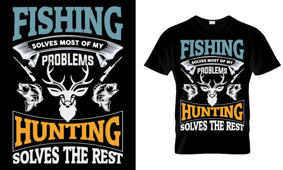 Hunting T Shirt Design with Fishing Solve Graphics