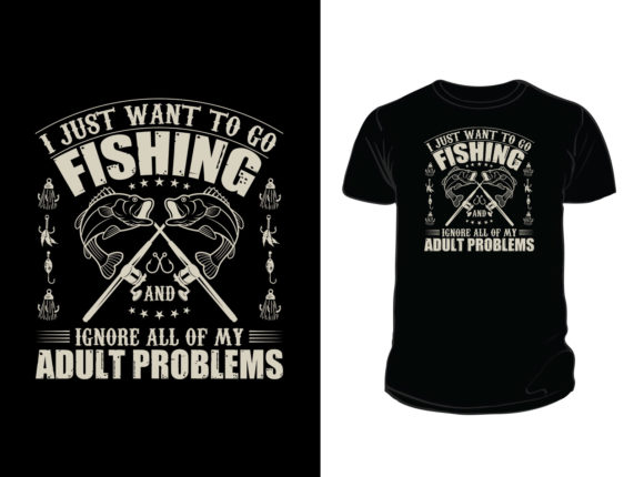I Just Want to Go Fishing Graphics for Print Templates