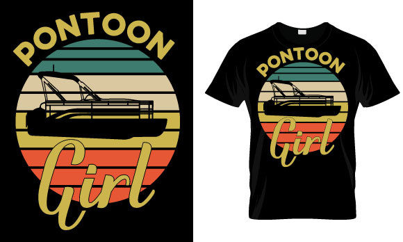 Pontoon T Shirt Design with Graphics for Print Templates