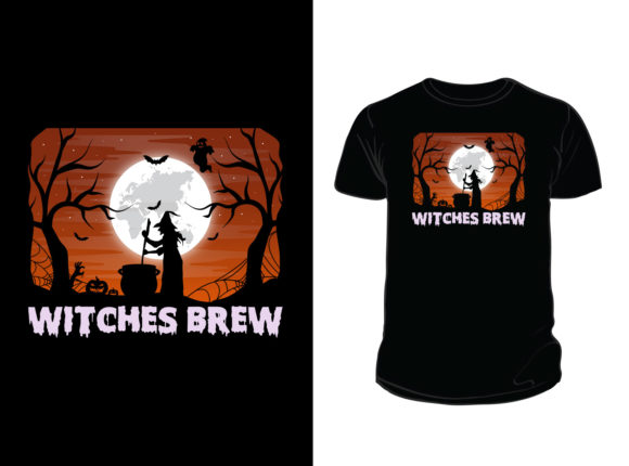 Witches Brew Halloween T-Shirt Design for Print Templates